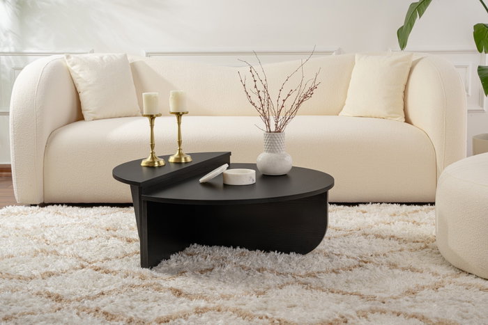 Nordure Orion Mesa de Centro Wood Black 90cm Ancho x 30cm Alto x 60cm Fondo Tablero Melamina